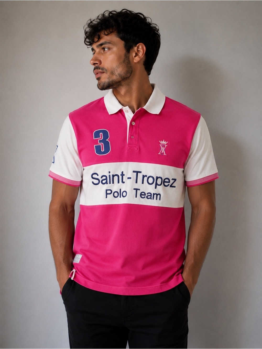 Polo shirt top Vicomte Arthur S short sleeves collection St Tropez pink white